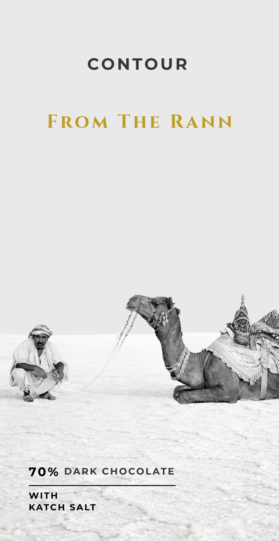 services-01 Front of Contour From The Rann 70% dark chocolate packaging with desert landscape artwork